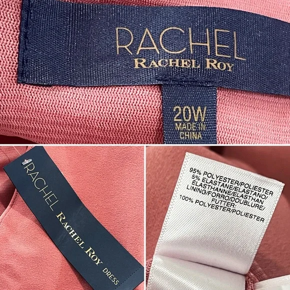 NEW Rachel Roy Lydia Dress Guava Punch Ruffled Sheath Women’s Plus Size 20W - Picture 3 of 4